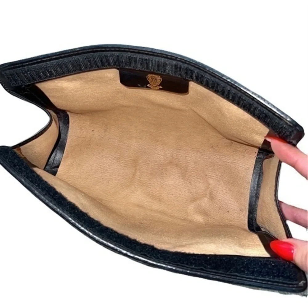 Gucci Vintage Black‎ Micro GG Velcro Cosmetic Makeup Pouch Bag Clutch